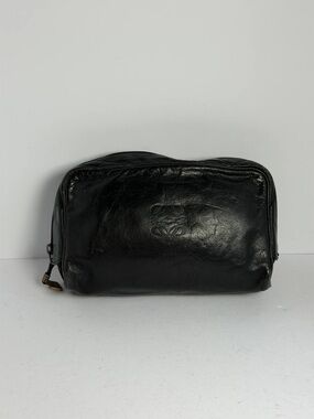 Vintage Loewe Anagram Madrid Black Leather Clutch Bag